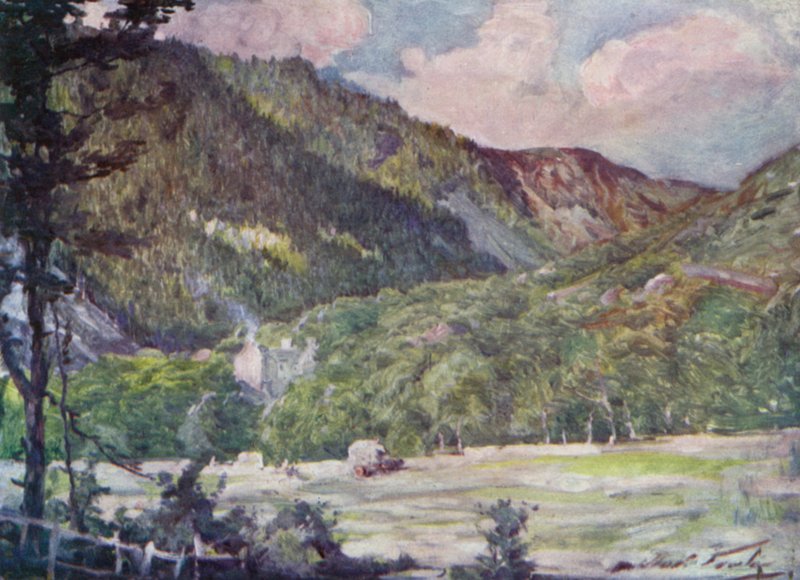 Um Hayfield perto de Portmadoc (cor litho) de Robert (after) Fowler