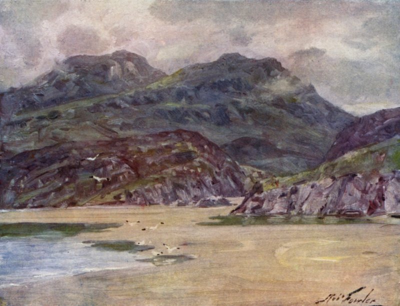 Uma Costa Solitária perto de Penrhyn Deudraeth (cor litho) de Robert (after) Fowler