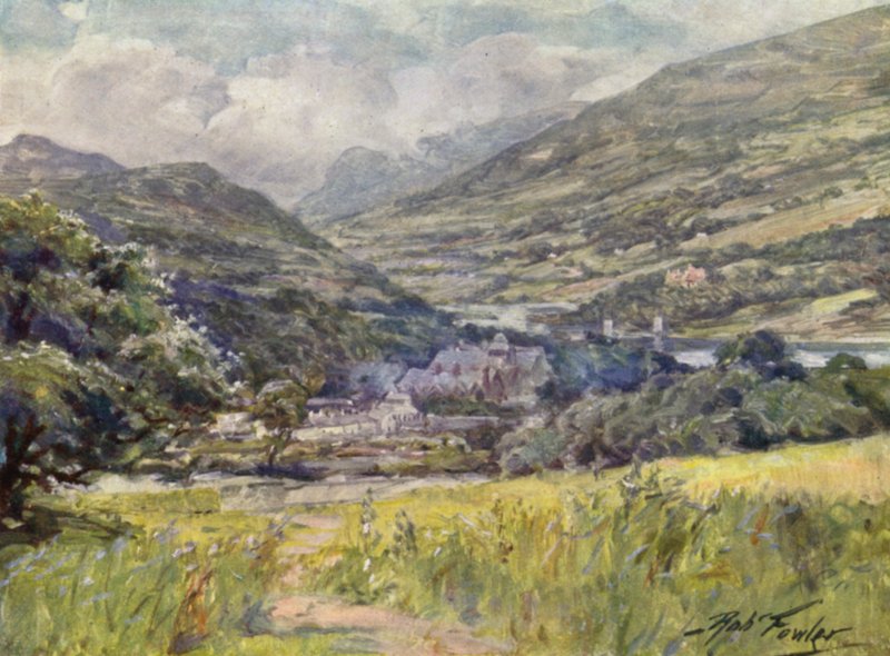 Boddnant Hall, Conway Valley (cor litho) de Robert (after) Fowler