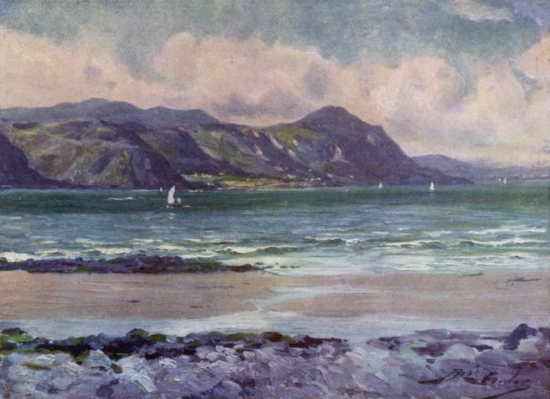 Vista Distante de Penmaenmawr, Luz da manhã cedo (cor litho) de Robert (after) Fowler