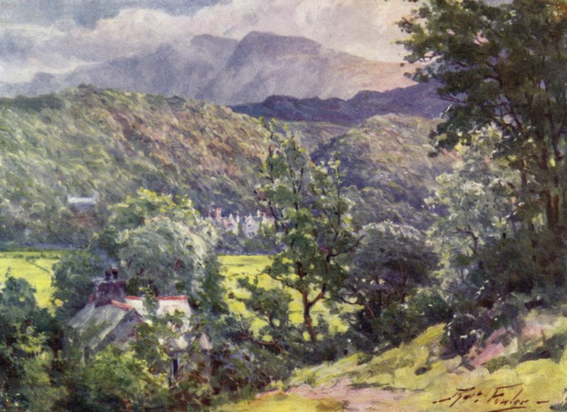 No Bosque, Farchynys, Barmouth Estuary (cor litho) de Robert (after) Fowler