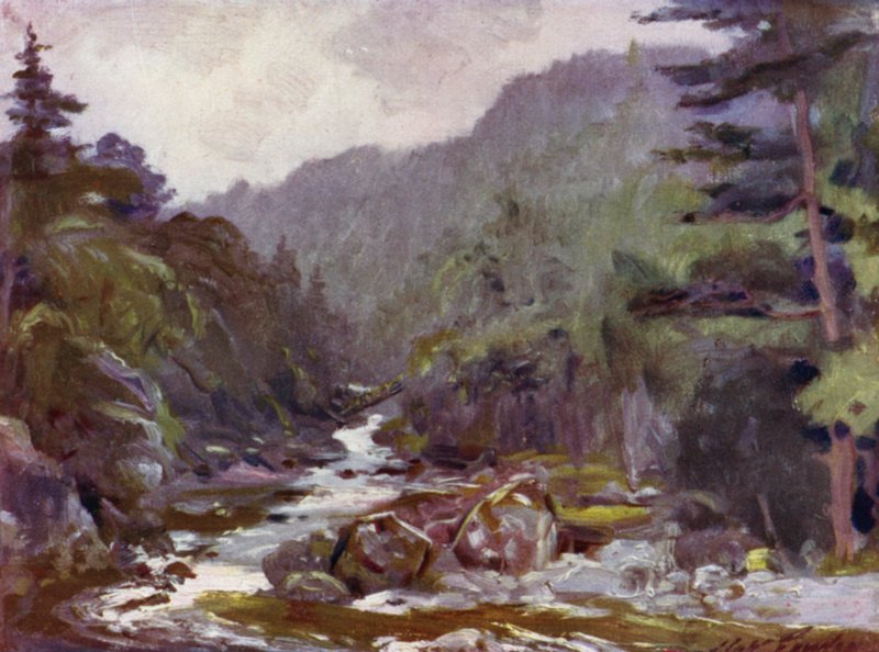 Ponte Mineira no Rio Llugwy (cor litho) de Robert (after) Fowler