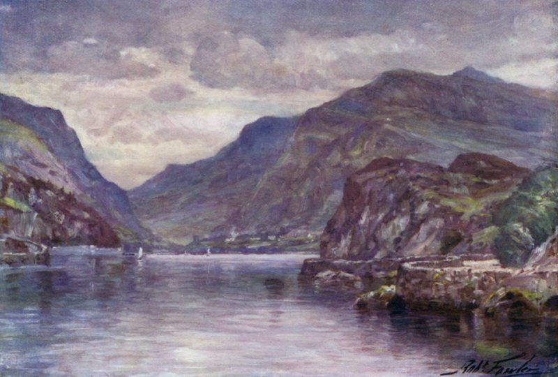 Snowdon de Llanberis Lake (cor litho) de Robert (after) Fowler