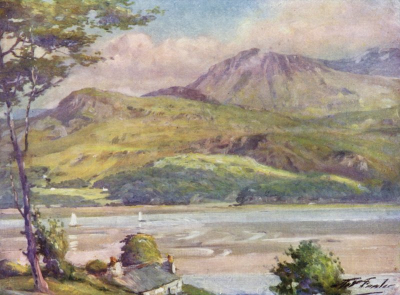 A Costa perto de Harlech, Tarde (cor litho) de Robert (after) Fowler