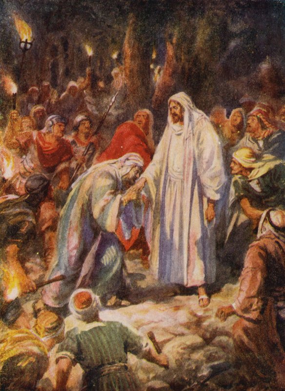 Jesus Cristo traído por Judas (lito colorido) de Robert Ambrose (after) Dudley