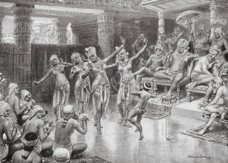 Um grande príncipe indiano a festejar a sua vitória (litografia) de Robert Ambrose Dudley