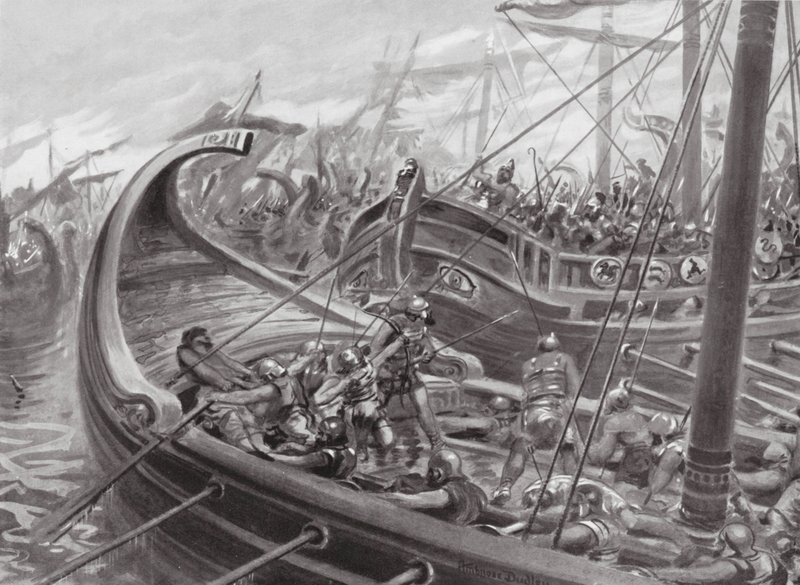 A frota de Phocaean derrota os cartagineses (litografia) de Robert Ambrose Dudley