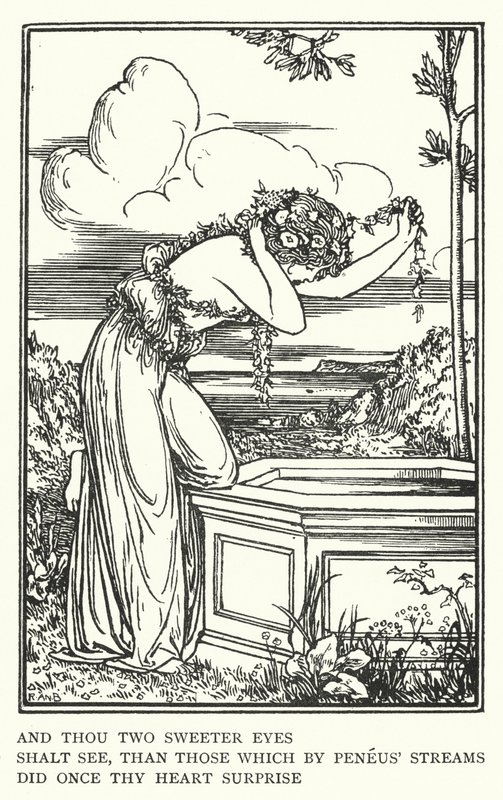 E tu, dois olhos mais doces, verás, do que aqueles que, pelas correntes de Peneus, uma vez surpreenderam o teu coração (litho) de Robert Anning Bell