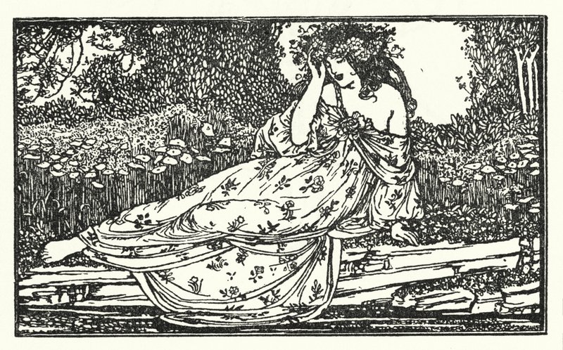 Ilustração para Poemas de John Keats: Fragmento de uma Ode à Maia (litho) de Robert Anning Bell