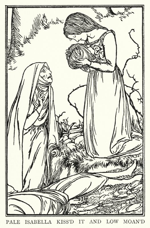 Ilustração para Poemas de John Keats: Isabella ou O Pote de Manjericão (litho) de Robert Anning Bell