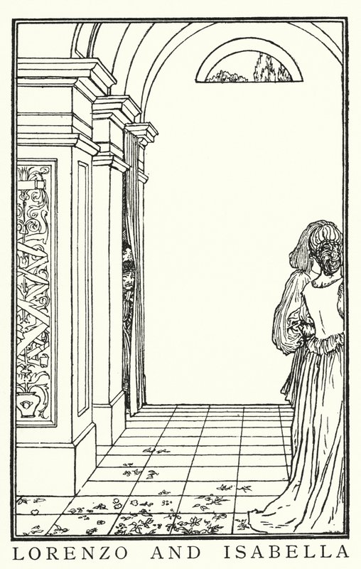 Ilustração para Poemas de John Keats: Isabella ou O Pote de Manjericão (litho) de Robert Anning Bell
