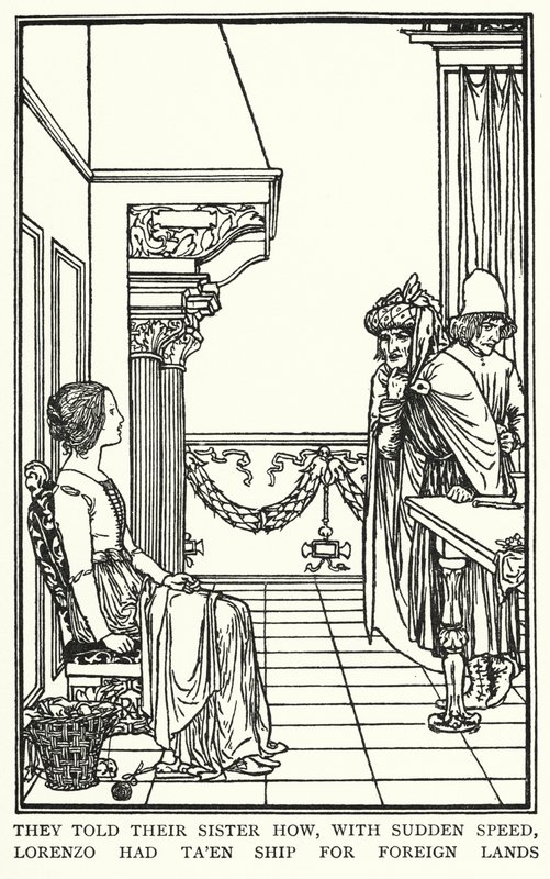 Ilustração para Poemas de John Keats: Isabella ou O Pote de Manjericão (litho) de Robert Anning Bell