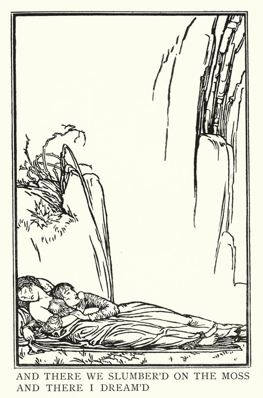 Ilustração para Poemas de John Keats: La Belle Dame Sans Merci (litho) de Robert Anning Bell