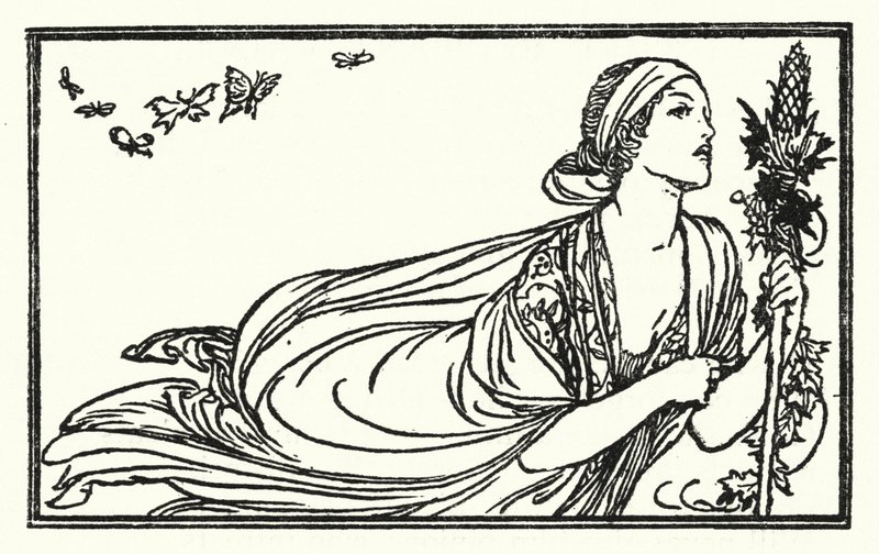 Ilustração para Poemas de John Keats: Sono e Poesia (litho) de Robert Anning Bell