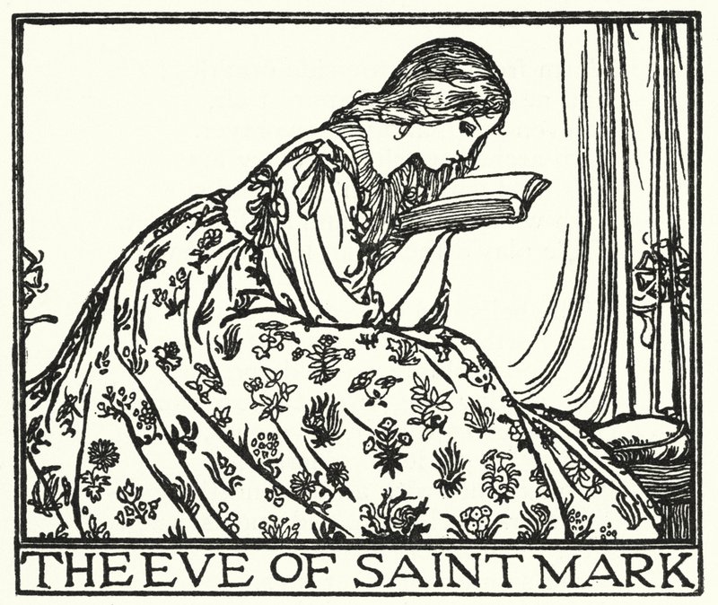 Ilustração para Poemas de John Keats: A Véspera de São Marcos (litho) de Robert Anning Bell