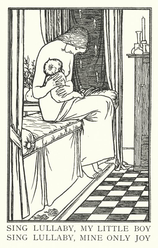 Canta canção de ninar, meu rapazinho, canta canção de ninar, minha única alegria (litho) de Robert Anning Bell