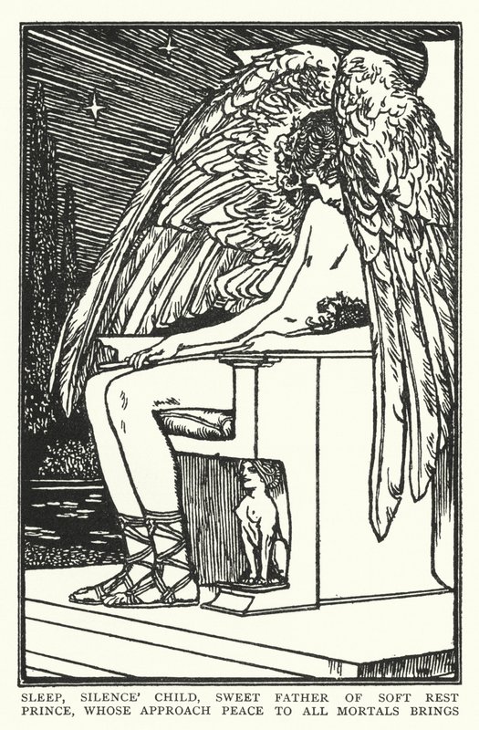 Sono, filho do silêncio, doce pai do descanso suave, Príncipe, cuja aproximação a paz a todos os mortais traz (litho) de Robert Anning Bell