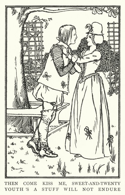 Então venha me beijar, doce e vinte, a juventude é uma coisa que não vai durar (litho) de Robert Anning Bell
