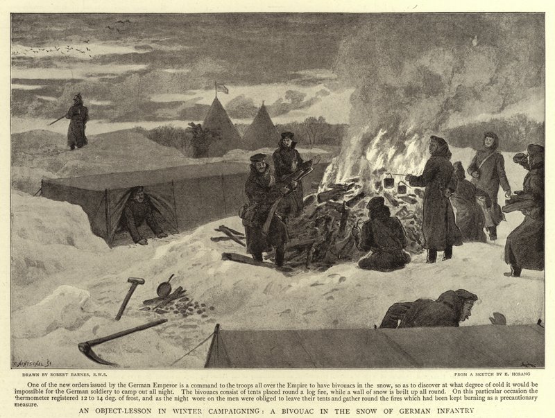 Uma lição de objetos na campanha de inverno, um bivaque na neve da infantaria alemã de Robert Barnes