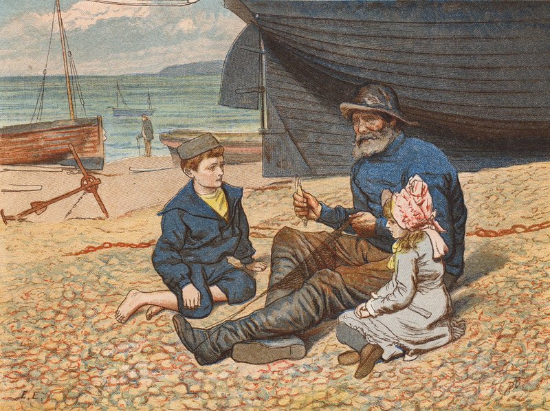 Jenkins contou a Nora e a Hugh a sua infância (litografia a cores) de Robert Barnes