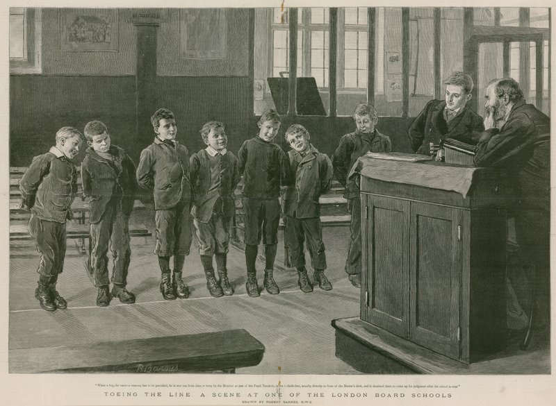 A fazer o que tem de ser feito: Uma cena de uma das London Board Schools (gravura) de Robert Barnes