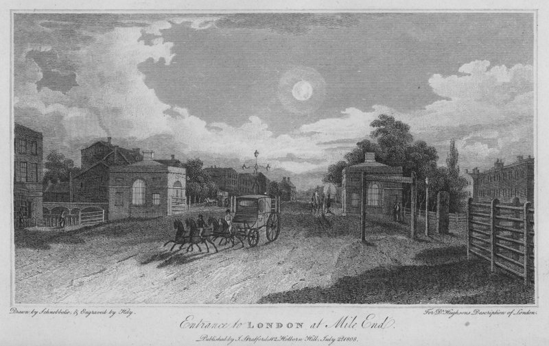 Entrada para Londres no Mile End (gravura) de Robert Blemell (after) Schnebbelie