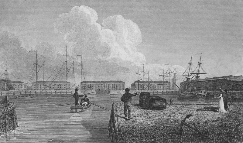 Docas de Londres, Wapping (gravação) de Robert Blemell (after) Schnebbelie