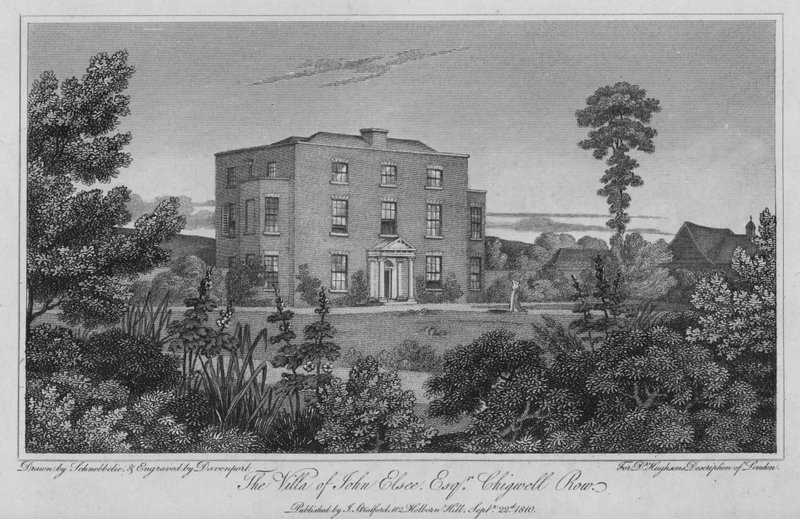 A Villa de John Elsee, Chigwell Row (gravura) de Robert Blemell (after) Schnebbelie