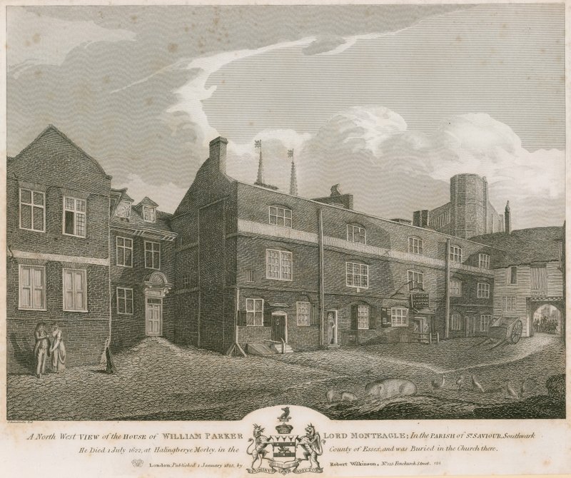 Uma vista noroeste da casa de William Parker, Lord Monteagle de Robert Blemell Schnebbelie