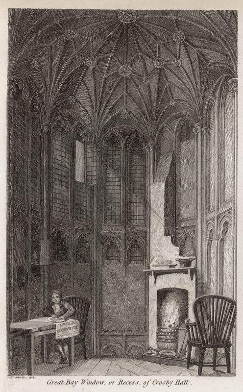 Grande janela de sacada ou recesso de Crosby Hall de Robert Blemell Schnebbelie
