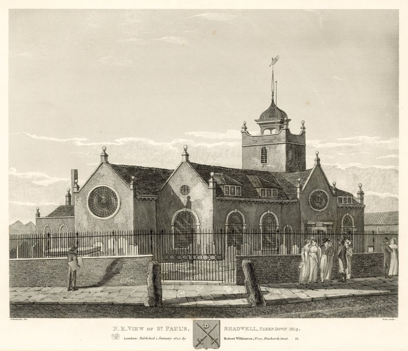 Vista nordeste de São Paulo, Shadwell, Londres, tirada em 1819 de Robert Blemell Schnebbelie