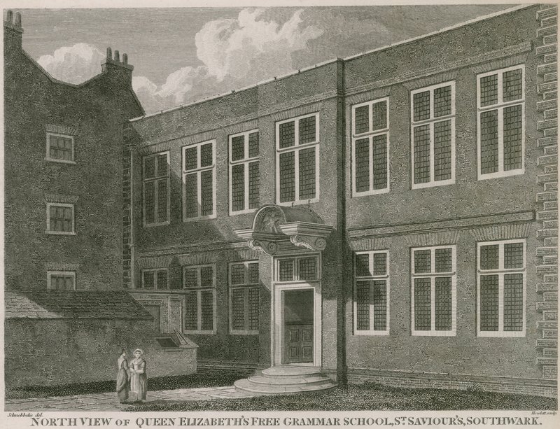 Vista norte, de, rainha elizabeth, livre, escola gramática, st, saviour&39;s, Southwark de Robert Blemell Schnebbelie