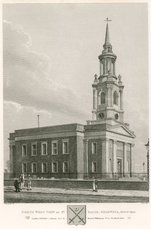 Noroeste, vista, de, st paul, shadwell, londres, construído, 1820 de Robert Blemell Schnebbelie