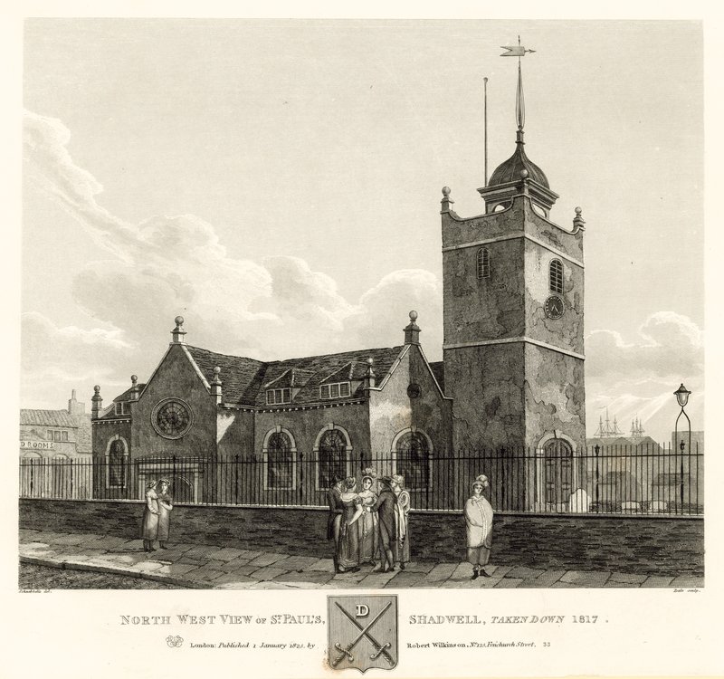 Noroeste, vista, de, st paul, shadwell, londres, derrubado, 1817 de Robert Blemell Schnebbelie