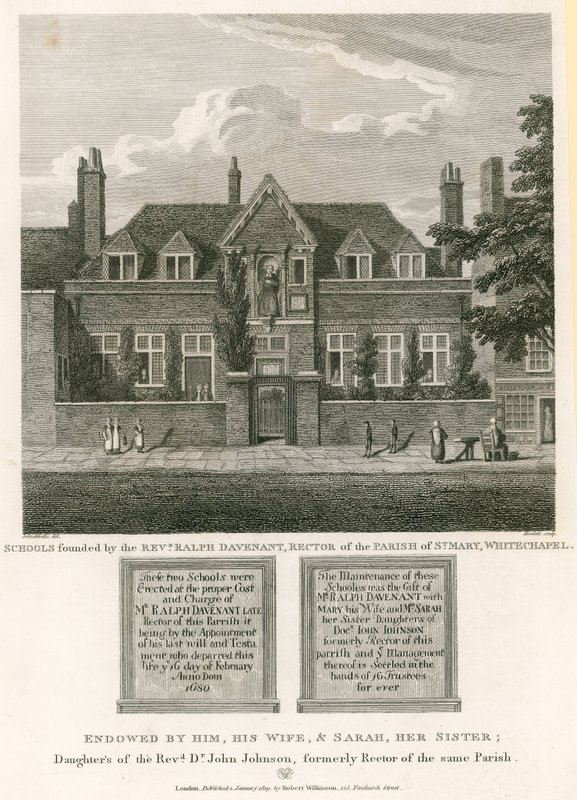 Escolas fundadas pelo Reverendo Ralph Davenant, Reitor da Paróquia de Santa Maria, Whitechapel de Robert Blemell Schnebbelie