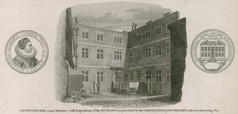 Vista sul da Escola de Gramática Livre da Rainha Elizabeth, St. Saviour, Southwark de Robert Blemell Schnebbelie