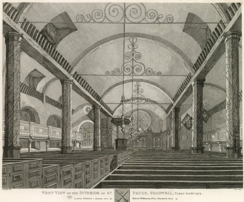 Vista oeste do interior de São Paulo, Shadwell, Londres, tirada em 1817 de Robert Blemell Schnebbelie