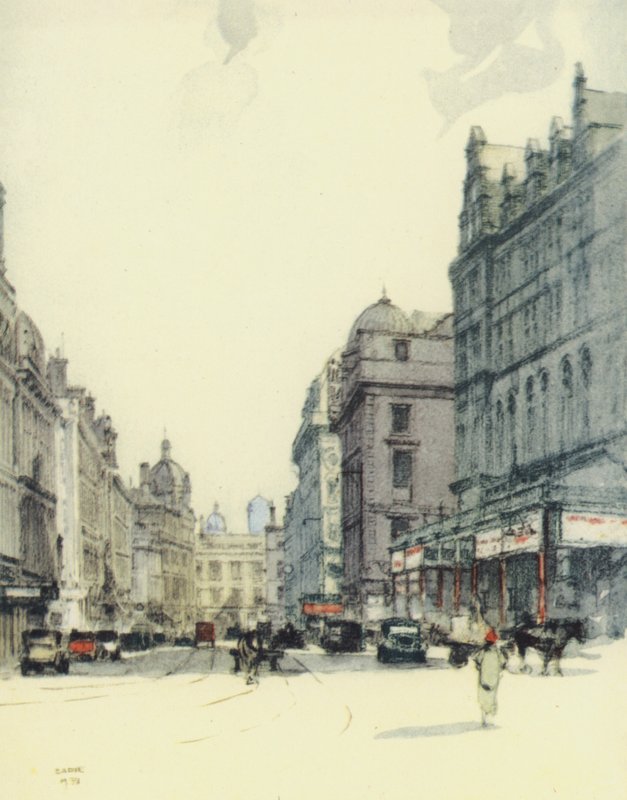 Glasgow: Gordon Street e Central Station (litografia a cores) de Robert Eadie