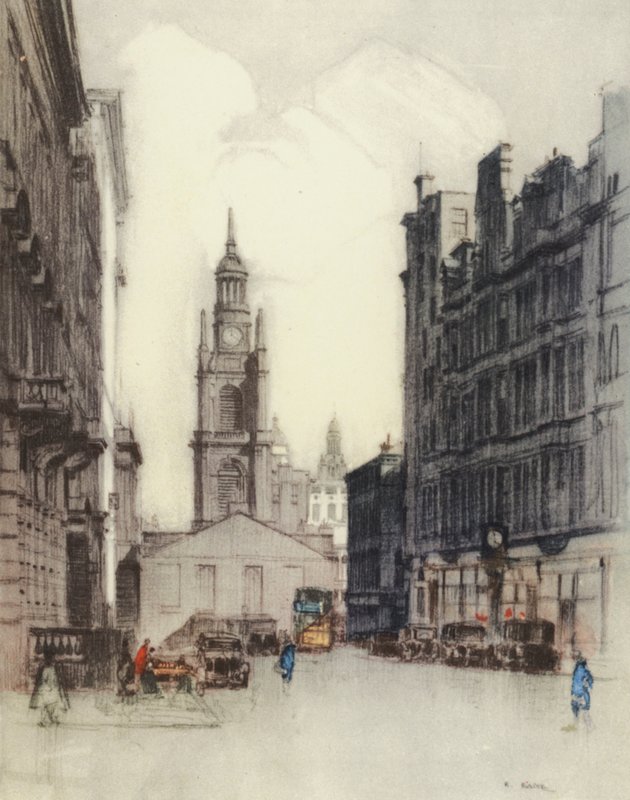 Glasgow: Igreja de São Jorge (litografia a cores) de Robert Eadie