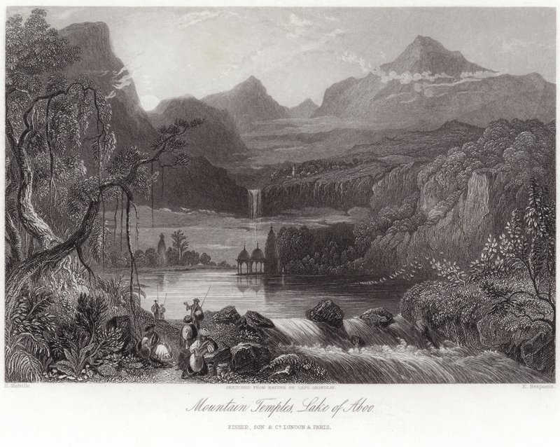 Templos da montanha no lago de Aboo de Robert Melville Grindlay