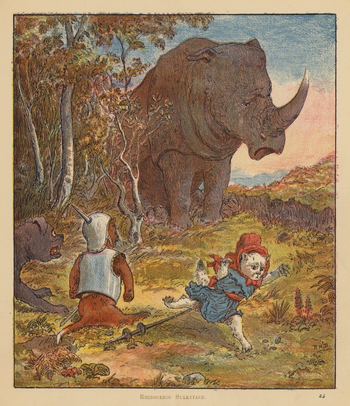 The Kitten Pilgrims: Rhinoceros Sulkyface (lito colorido) de Robert Michael Ballantyne