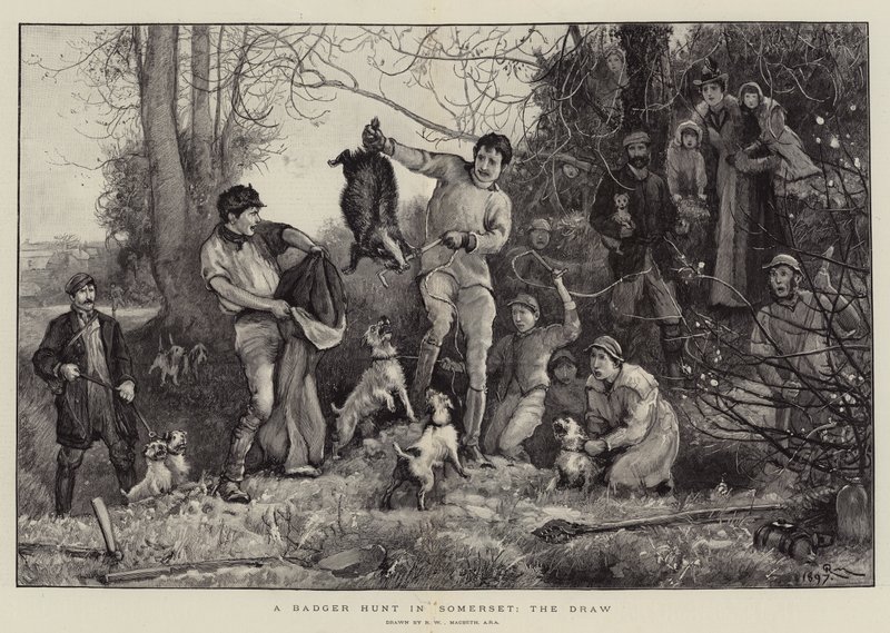 Uma caçada ao texugo em Somerset, o sorteio de Robert Walker Macbeth
