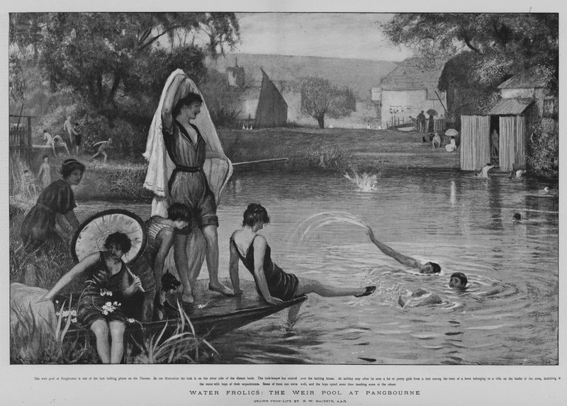 Water Frolics, a Piscina Weir em Pangbourne (litho) de Robert Walker Macbeth