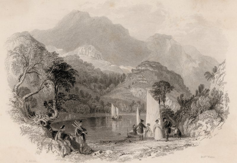 Pass of the Trossachs, Loch Katrine, Escócia (gravura) de Robert Wallis