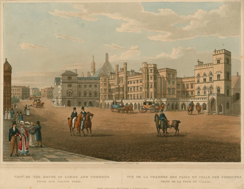 Vista, de, a, casas senhores, e, comum, de, antigas, jarda palácio de Robert the Elder and Younger Havell
