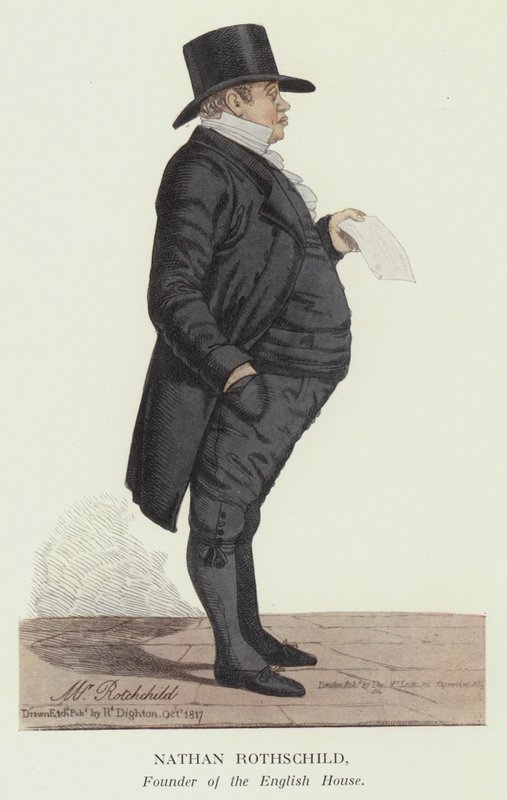 Nathan Rothschild, fundador da Casa Inglesa (cor litho) de Robert the younger Dighton