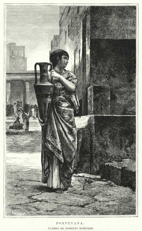 Mulher de Pompéia (litho) de Roberto Bompiani