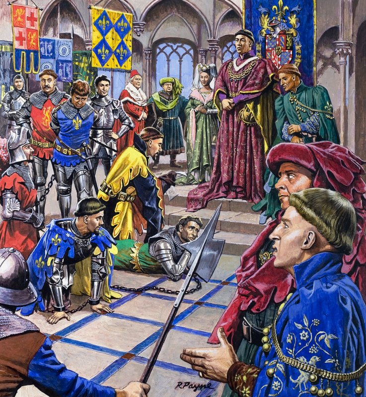 Os homens que governaram a Borgonha, de "Dynasties of Destiny" (guache sobre papel) de Roger Payne