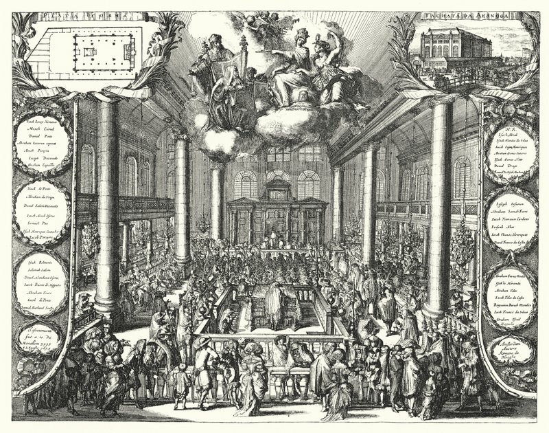 A Sinagoga Portuguesa, Amsterdão de Romeyn de (after) Hooghe