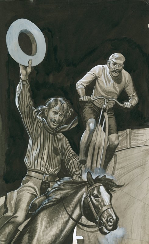 Bicicleta vs cavalo de Ron Embleton